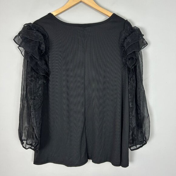 NEW Boho Fairy Long Sleeve Top Sheer Mesh Sleeves with Ruffles Size 18/20W Women - Picture 4 of 4